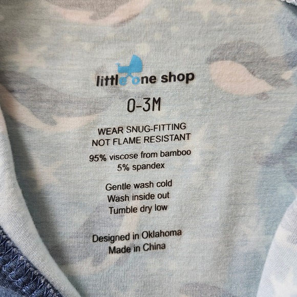 Little One Shop Bamboo Whale Print Blue Zippy Romper Pajamas PJ 0-3 Mon Sleeper - Picture 3 of 4